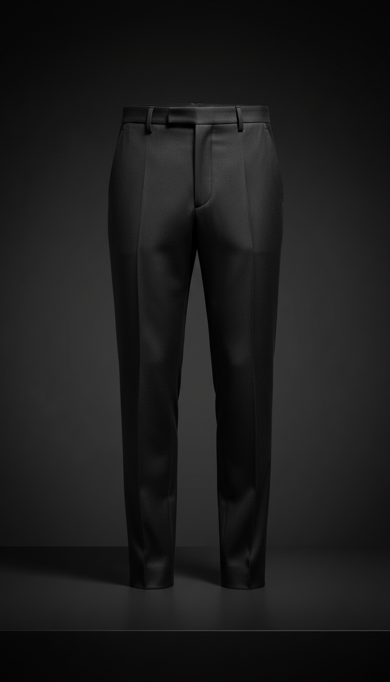 Sharp black trousers with tonal piping