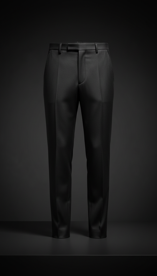 Sharp black trousers with tonal piping